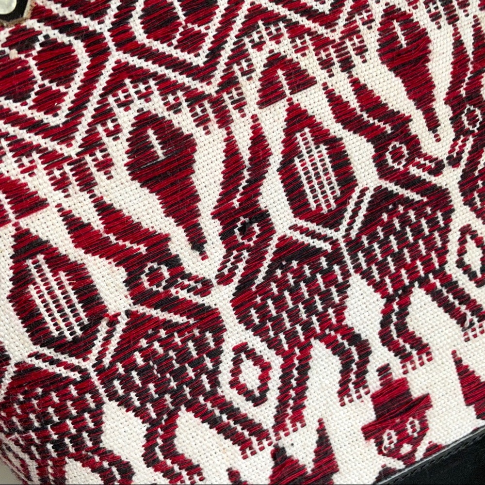 Vintage 70s Handmade Animal Design Leather Bag Red - Picture 4 of 9